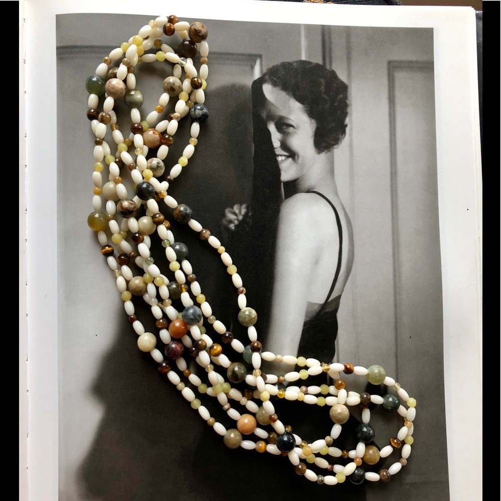 Beautiful mixed stone/coral long necklace vintage
